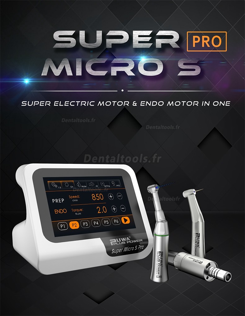 Pluspower® Super Micro S Pro 2 in 1 Moteur électrique sans balais avec moteur endodontique